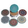 6Pcs/set Colorful Round Ceramic Coaster Coffee Drink Tea Cup Mat Placemat Party Creative Mandala Table Mat Decoration 10cm