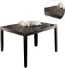 Brushed Black Solid wood 5pc Dining Set Table And 4x Chairs Brown Fabric Cushions Seats X-Cross Back Design Chairs Dining Room