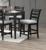 Black Color 7pc Dining Set Counter Height Table And 6x High Chairs Upholstered Fabric Cushion Seats Solid wood Dining Room Furniture