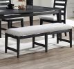 Black Color 6pc Dining Set Table And 4x Side Chairs 1x Bench Upholstered Fabric Cushion Seats Solid wood Dining Room Furniture