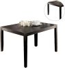 Brushed Black Solid wood 5pc Dining Set Table And 4x Chairs Brown Fabric Cushions Seats X-Cross Back Design Chairs Dining Room