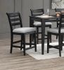 Black Color 7pc Dining Set Counter Height Table And 6x High Chairs Upholstered Fabric Cushion Seats Solid wood Dining Room Furniture