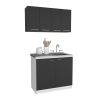 Aztec 2-Piece Kitchen Set, Wall Cabinet + Utility Sink Cabinet, Black and White