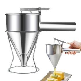 Oil Bucket with Holder Stainless Steel Funnel Dispenser Cupcake Pancake Batter Octopus Ball Kitchen Baking Tool