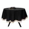 Thyme & Table 102" Tablecloth, Black with Gold Border