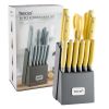 Hecef 14Pcs Kitchen Knife Set High Carbon Stainless Steel Cutlery Set with Wooden Block