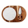 Hecef Cheese Board Set, Acacia Wood Charcuterie Board with Cheese Knife, Marble Board