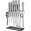 Knife Set High Carbon Stainless Steel Kitchen Knife Set 14 Pieces Super Sharp Cutlery Knife Set with Acrylic Stand - Silver