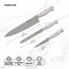 Farberware Professional 3-Piece Forged Triple Rivet Chef Knife Set Razor Sharp Kitchen Knives White