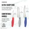 Farberware Precise Slice Utility Kitchen Knife Set, 3 Piece, Razor Sharp Knives with Ergonomic Handles, Multicolor