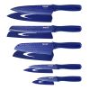 Hecef 5PCS Kitchen Knife Set, Blue Sharp Essential Chef Cooking Knives with Ergonomic Handle